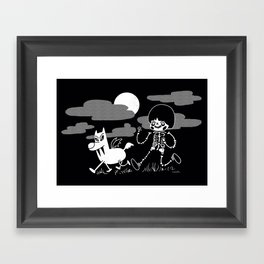 Skeleton Kid and Vampire Dog Framed Art Print