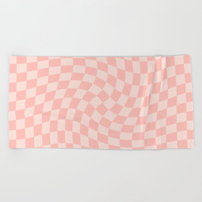 Check VII - Pink Twist — Checkerboard Print Beach Towel