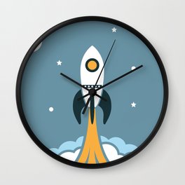 Toddler babyroom rocket to the moon Wall Clock