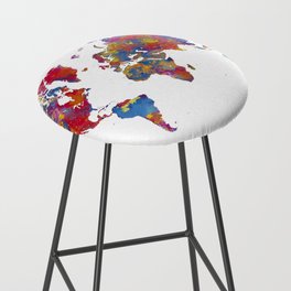multicolored watercolor world map Bar Stool