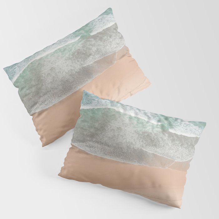 Atlantic Ocean Waves | Blue Sea Water in Portugal Art Print | Beach and Surf Travel Photography  Pillow Sham