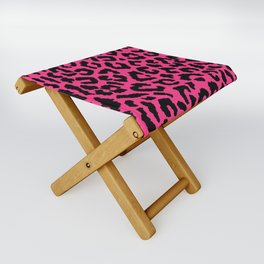2000s leopard_black on hot pink Folding Stool