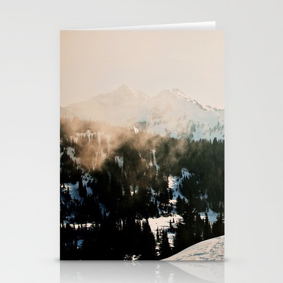 Winter Mountain Hike Stationery Cards