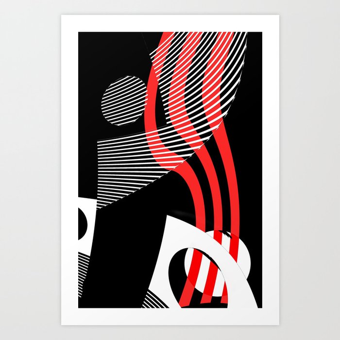 Black and white meets red Version 30 Art Print