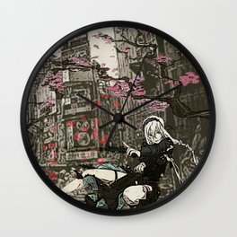 two piece shoot out in neo tokyo... by rmd Wall Clock