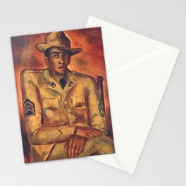 African American Soldier Harlem Renaissance masterpiece portrait painting by Malvin Gray Johnson for home and wall decor Stationery Card