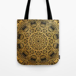 Mandala Black and Gold Art Pattern Tote Bag