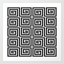 Greek Key Pattern 122 Black and White Art Print