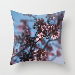 Sakura Cherry Blossom with pink flowers Throw Pillow