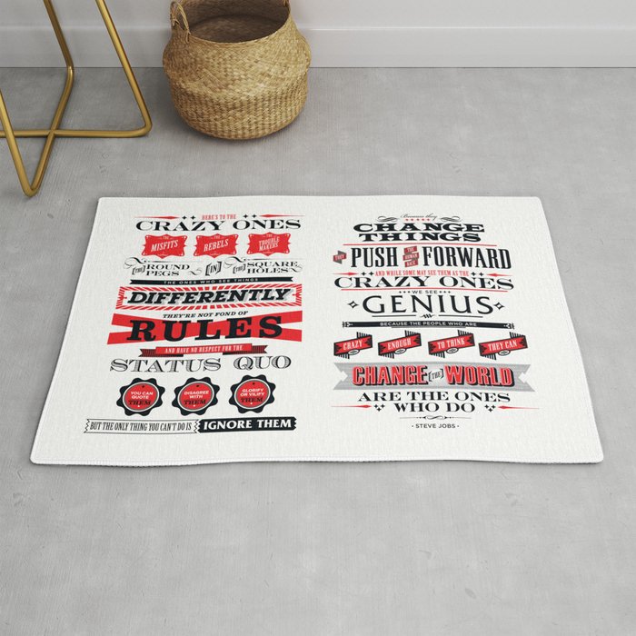 Steve Jobs "Here's to the crazy ones" quote print Rug