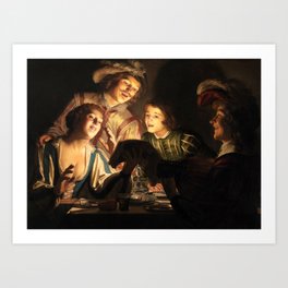 Musical Group by Candlelight, 1623 by Gerard van Honthorst Art Print