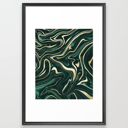 Emerald Green Black Gold Marble #3 (Faux Foil) #decor #art #society6 Framed Art Print