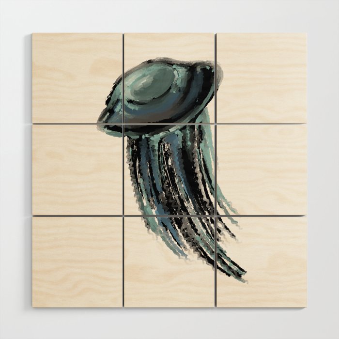 jellyfish In ocean Wood Wall Art
