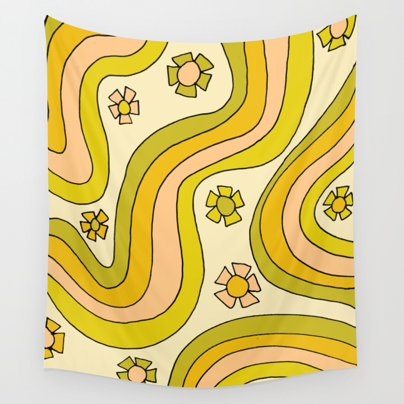groovy rainbow flower power wallpaper vibes Wall Tapestry