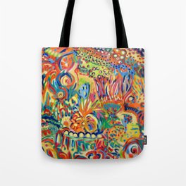 FELICIDAD, bright multicolor abstract oil painting Tote Bag
