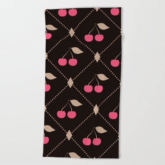 Red cherries . Beach Towel