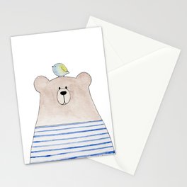 Bear and bird Stationery Cards