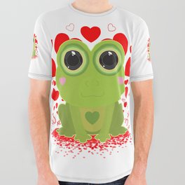 Valentine's Day Frog All Over Graphic Tee