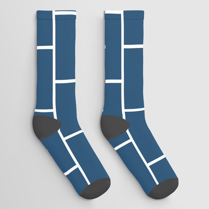 Blue Brick Pattern Socks