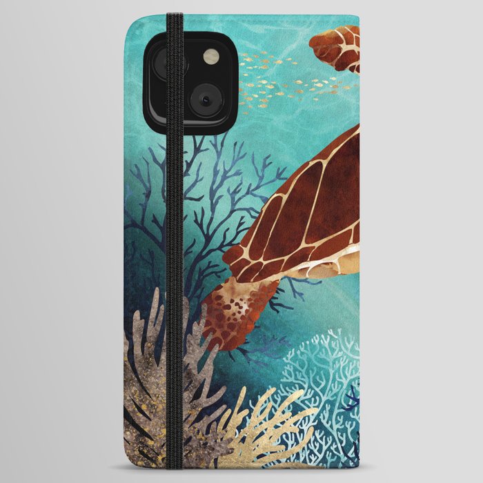 Metallic Sea Turtle iPhone Wallet Case