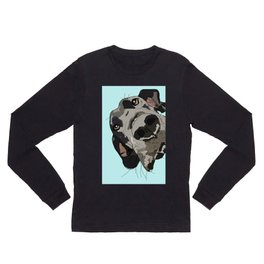 Great Dane in your face (teal) Long Sleeve T Shirt