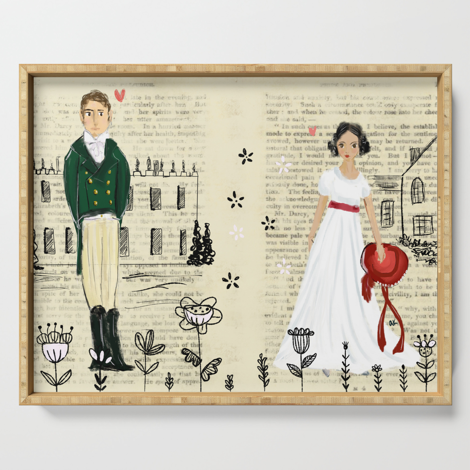 Mr Darcy Of Pemberley And Miss Bennet Of Longbourn Serving Tray By