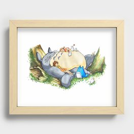 Ghibli forest illustration Recessed Framed Print