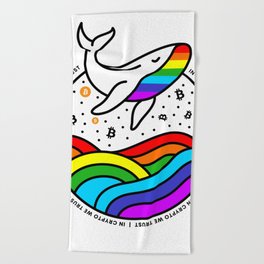 Rainbow Crypto Whale In Crypto We Trust Beach Towel