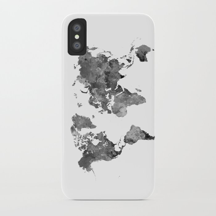 world map in watercolor gray iphone case