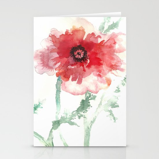 Poppy Watercolor Stationery Cards