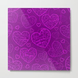 Purple Love Heart Collection Metal Print