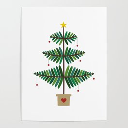 Cute Christmas Tree in Heart Pot Poster