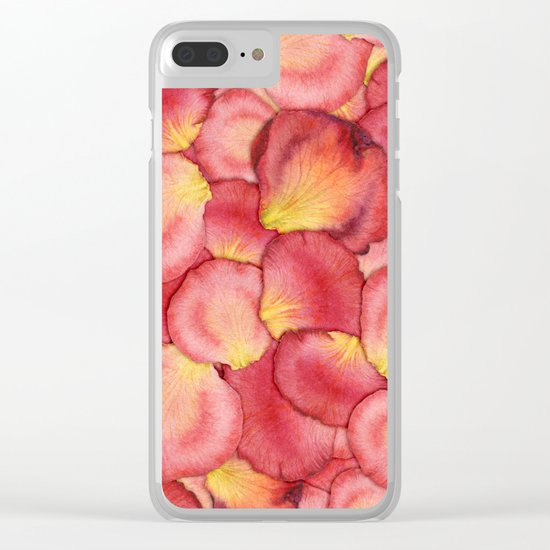 Pink Rose Petal Pattern Clear iPhone Case