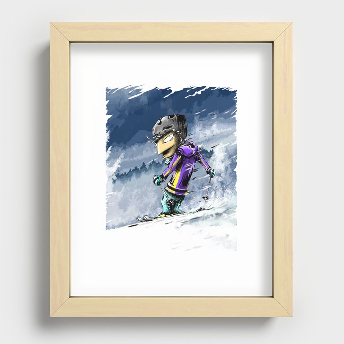 Happy Skier Recessed Framed Print