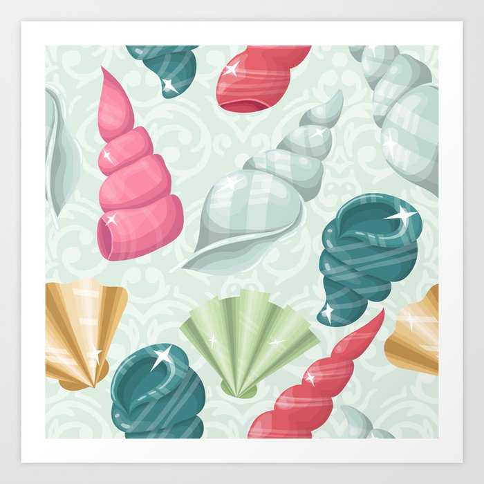 Pastel seashells Art Print