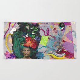 Haute Couture Fashion Girl Mixed Media Painting Beach Towel