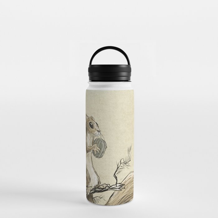 Woodblock Squirrel Water Bottle