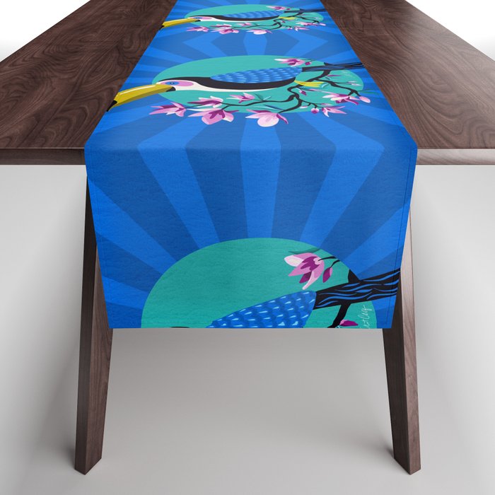 Tropical Toucan – Turquoise & Blue Table Runner