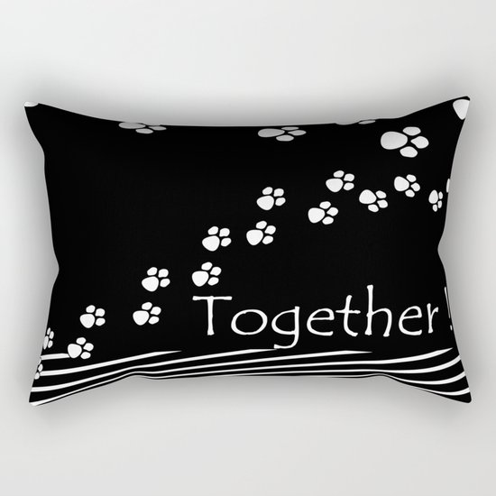 Together ! Black and white illustration . Rectangular Pillow
