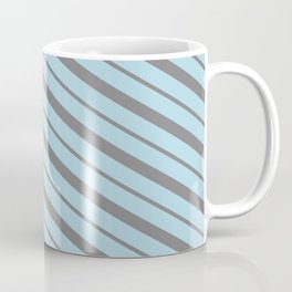 [ Thumbnail: Light Blue and Gray Colored Lined/Striped Pattern Coffee Mug ]