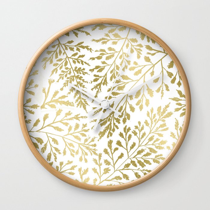 Gold Leaves Wall Clock