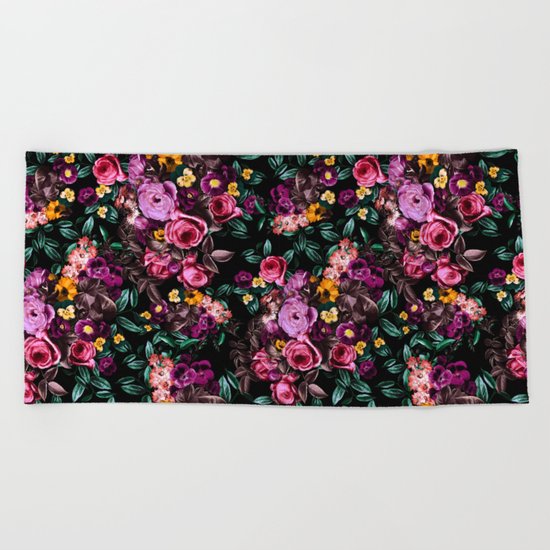Watercolors Floral Pattern Beach Towel