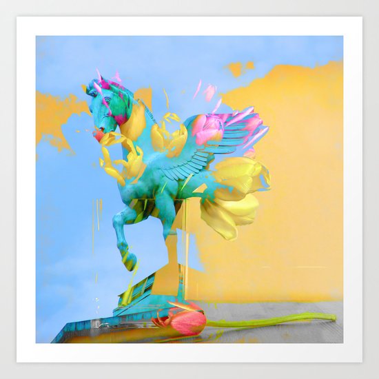The Fly of Angelic Flowers - Digital Mixed Fine Art Art Print