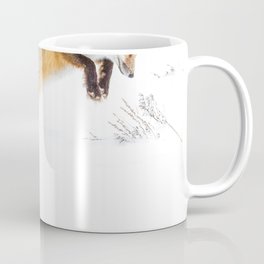 Red Fox Jumping in the Snow Yellowstone National Park Wild Animals Hunting in Winter Soft White Coffee Mug