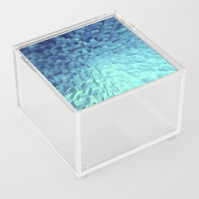 Teal Pixelated Pattern 1 Acrylic Box