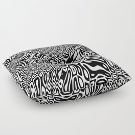 Black  and white psychedelic optical illusion Floor Pillow