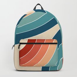 Blue, red and orange retro style circles Backpack