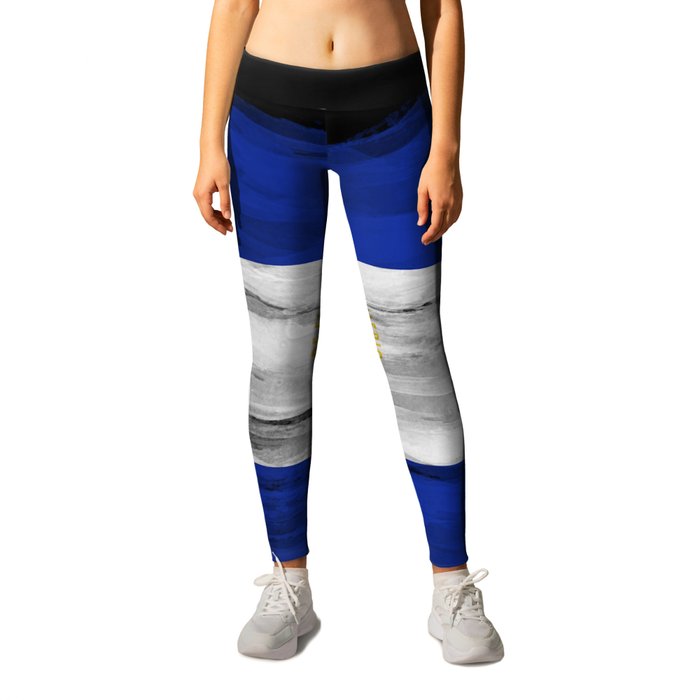 El Salvador flag brush stroke, national flag Leggings