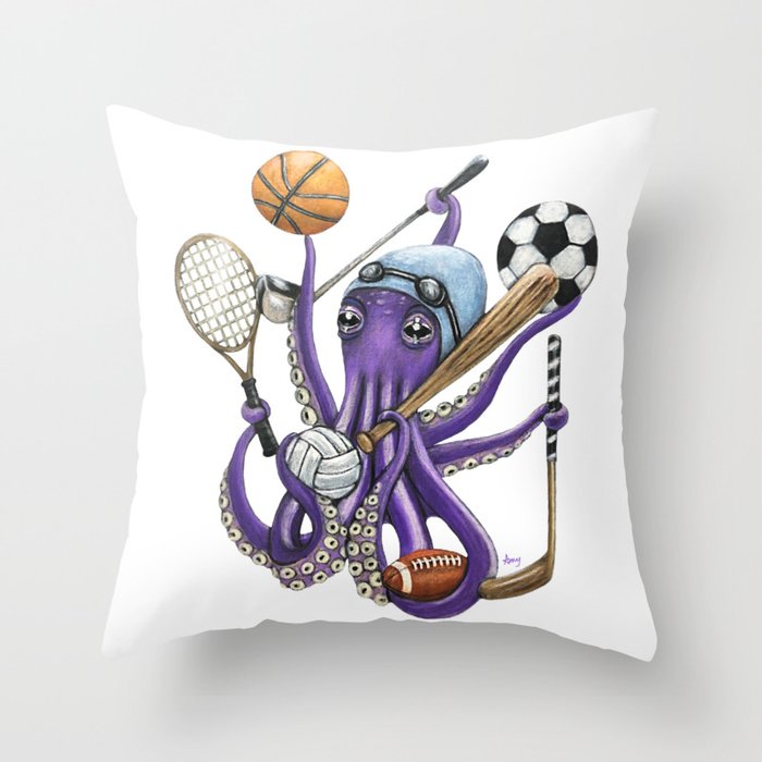 "Octo Coach" - Octopus Sports Throw Pillow