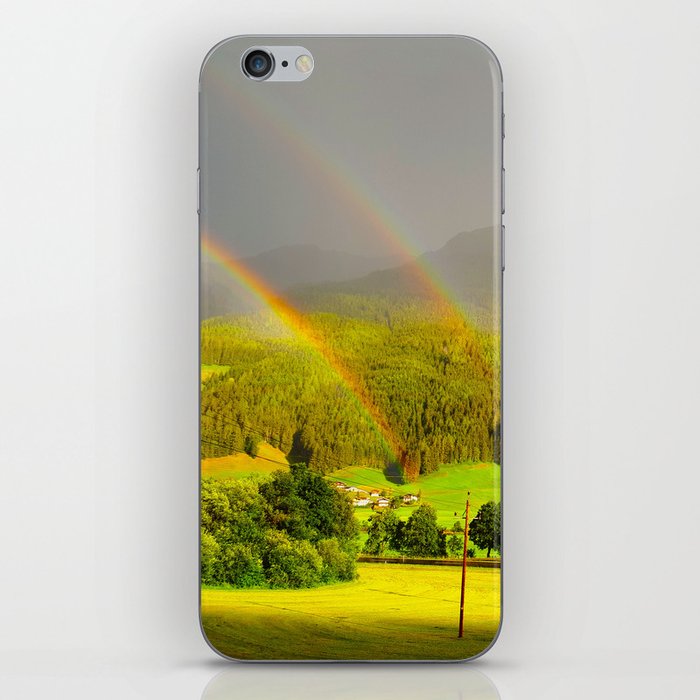 Rainbow in the mountains iPhone Skin